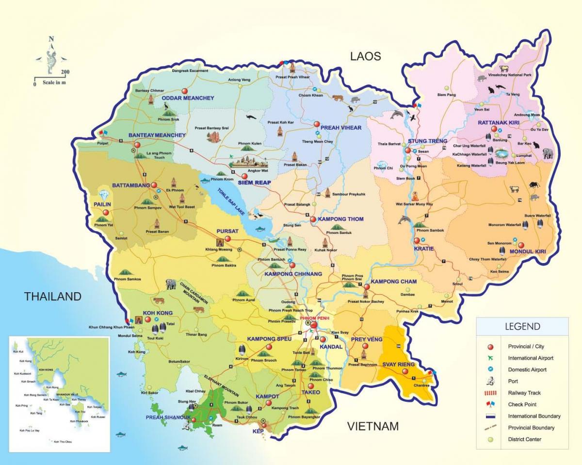 Mappa della Cambogia aeroporti