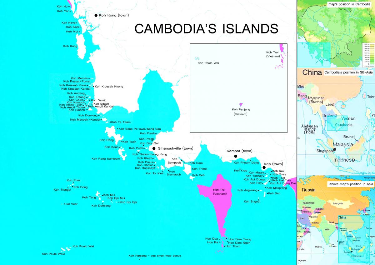 Mappa della Cambogia isole