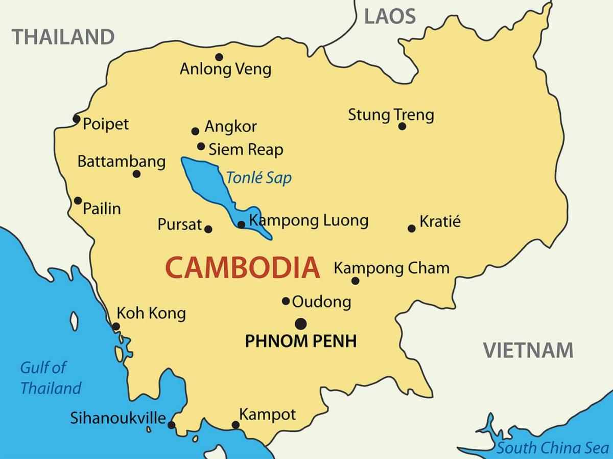 Cambogia città la mappa