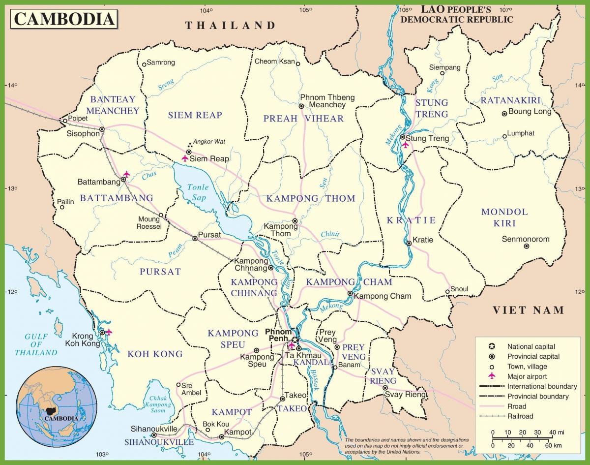 Mappa della Cambogia politico