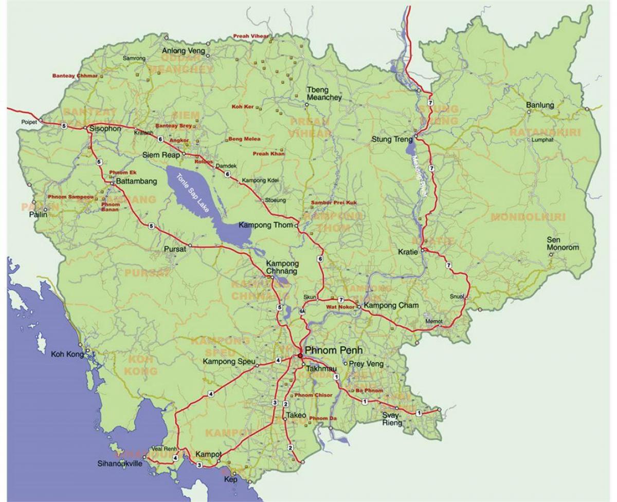 mappa dettagliata della Cambogia