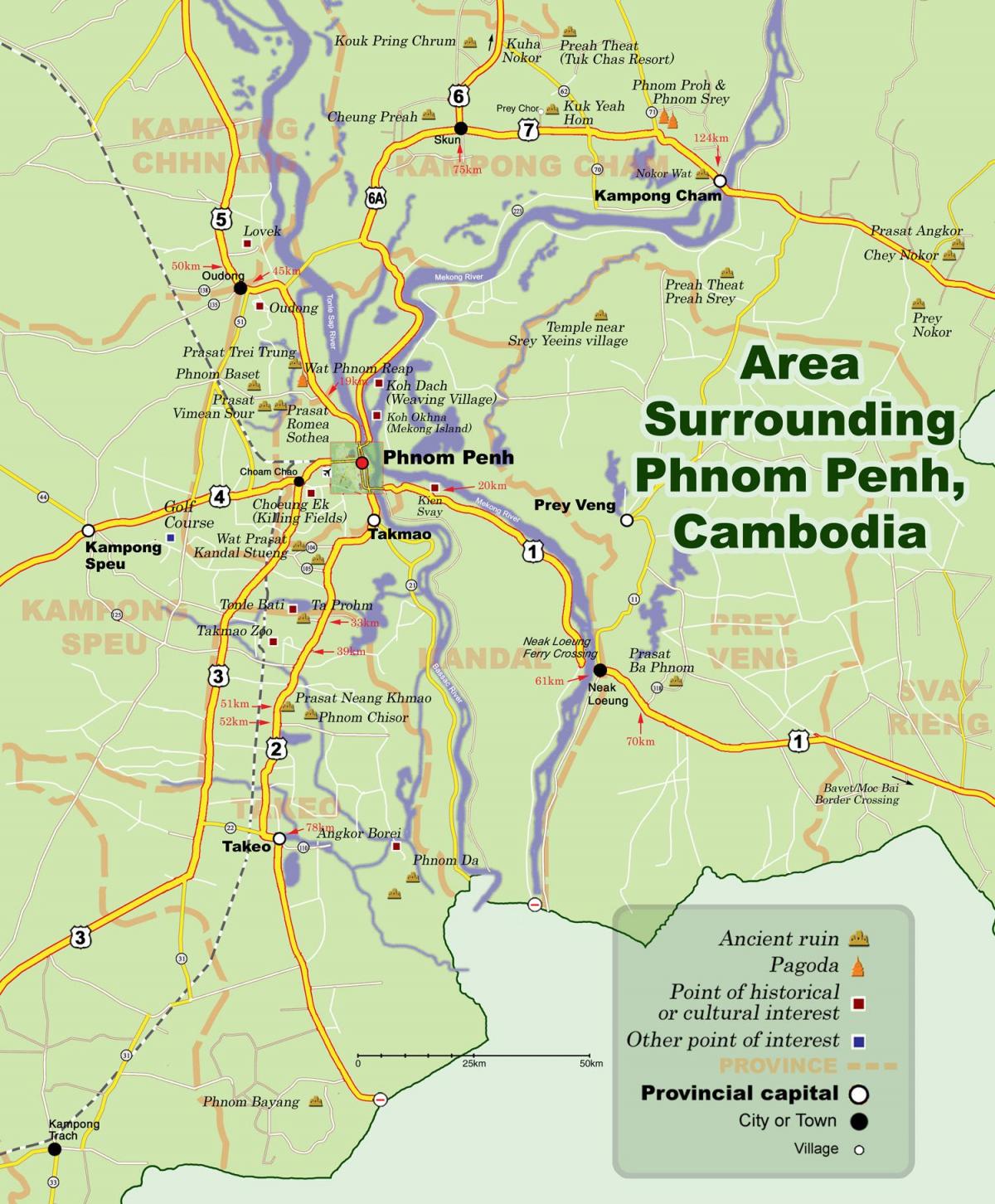 Mappa di phnom penh, Cambogia